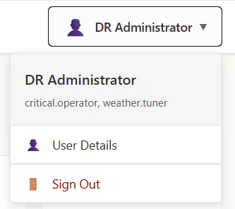 Application toolbar showing authenticated user